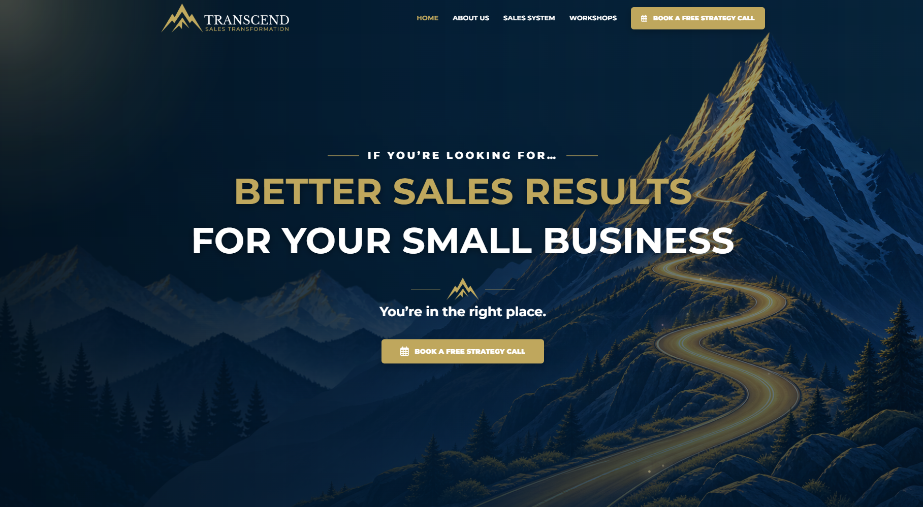 Transcend Sales Transformation website desktop design