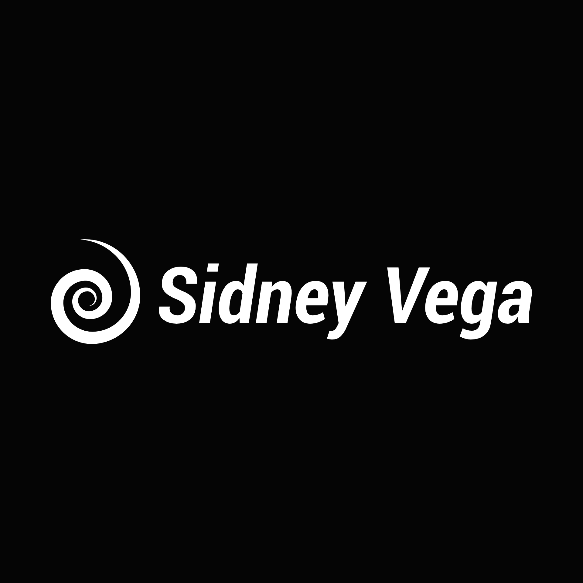 Sidney Vega wide logo on a black background