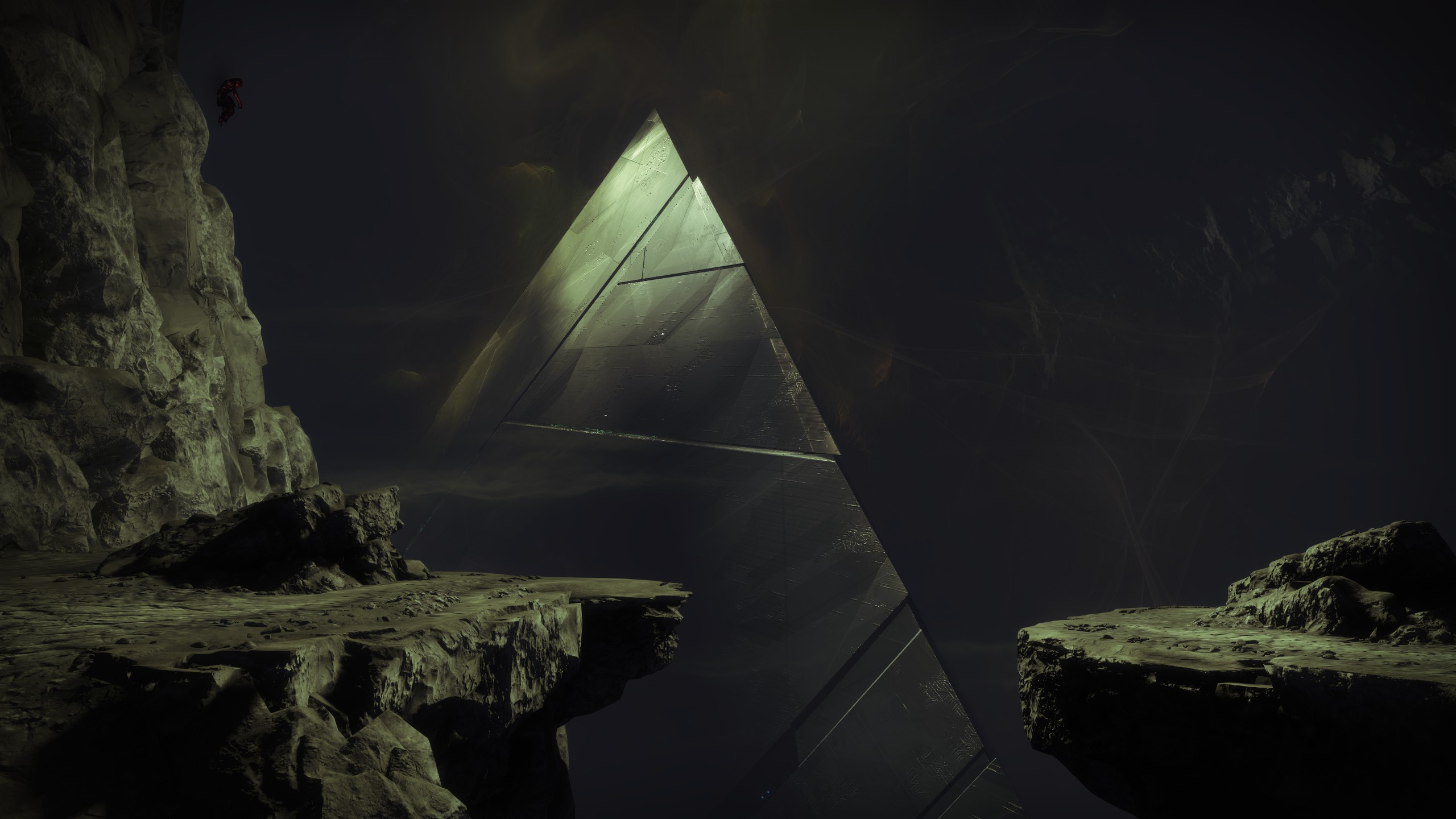 Destiny 2 illuminated pyramid in a cavern