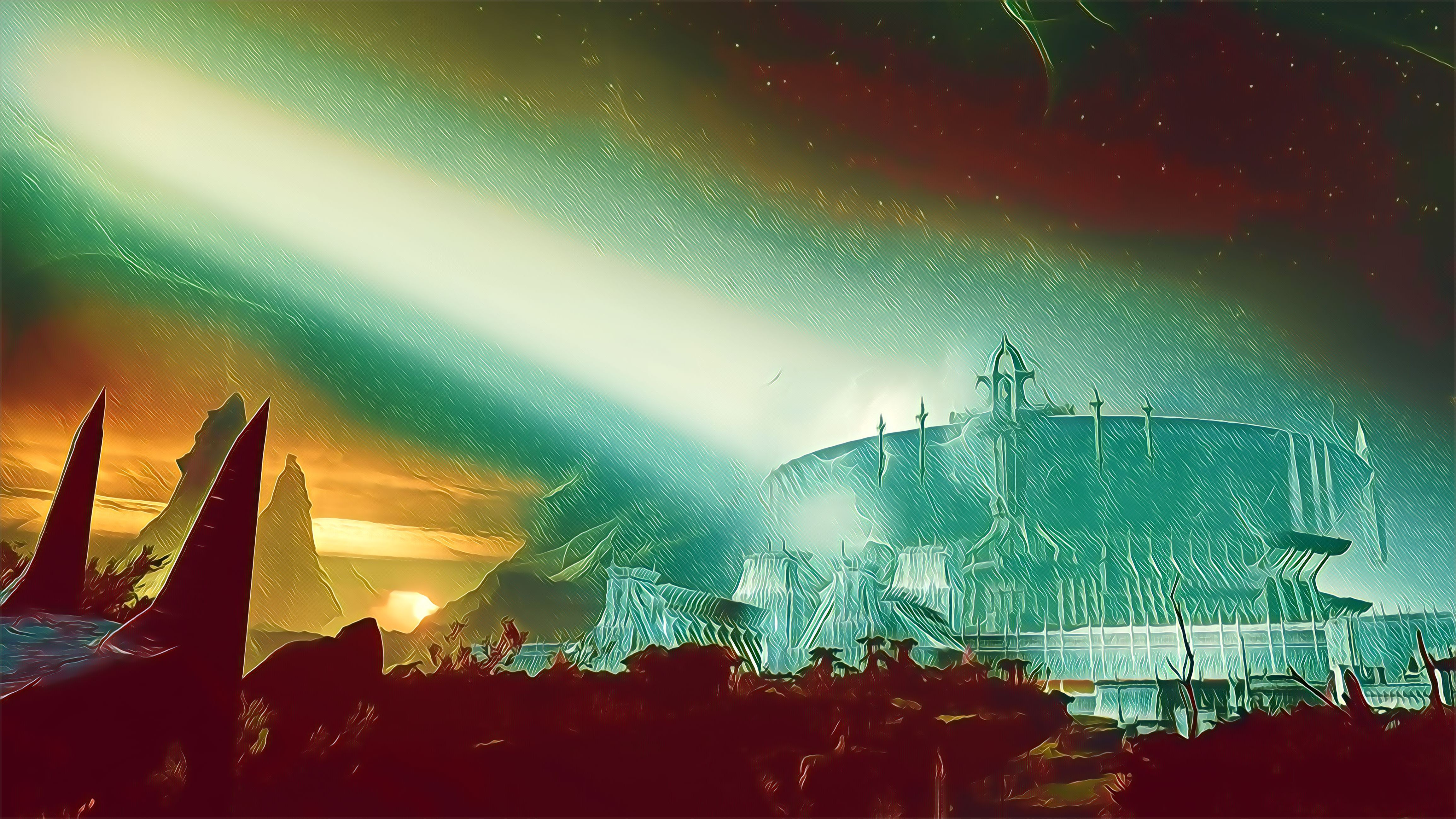 Stylized Destiny 2 Scarlet Keep landscape