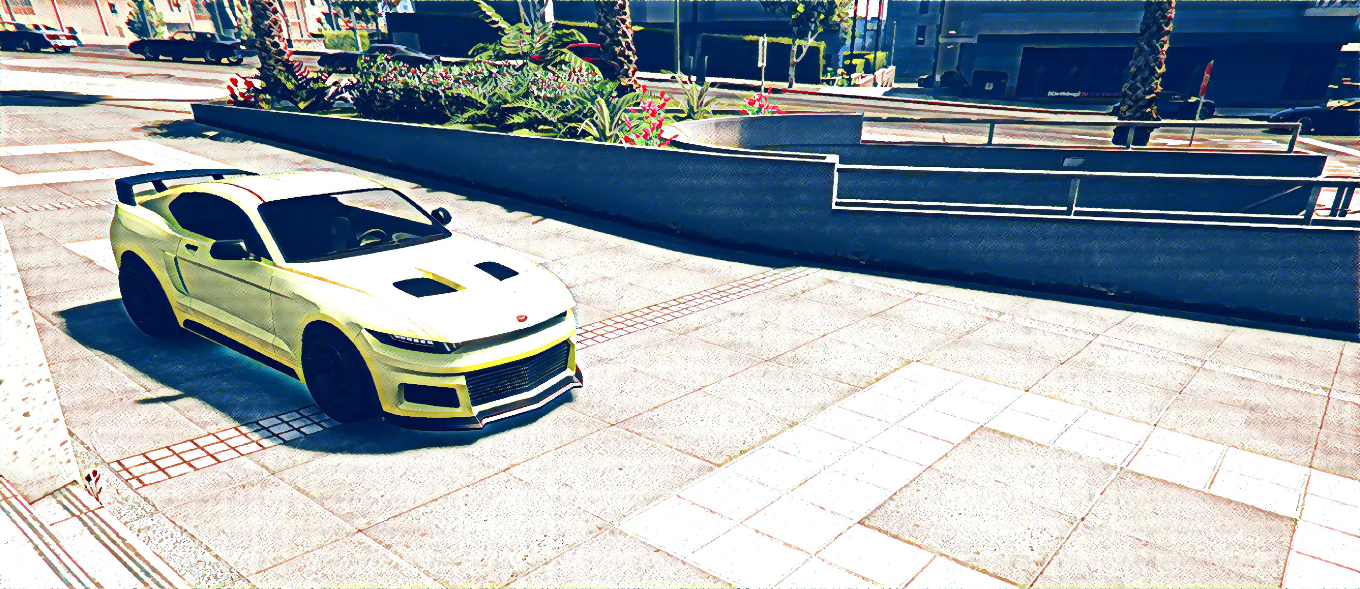 Stylized GTA V sports car in the city